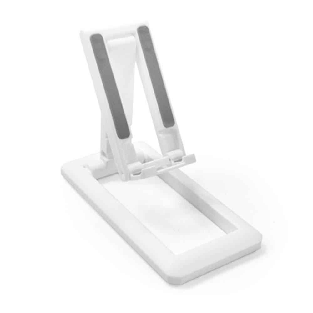 White retractable mobile phone stand for desktop use