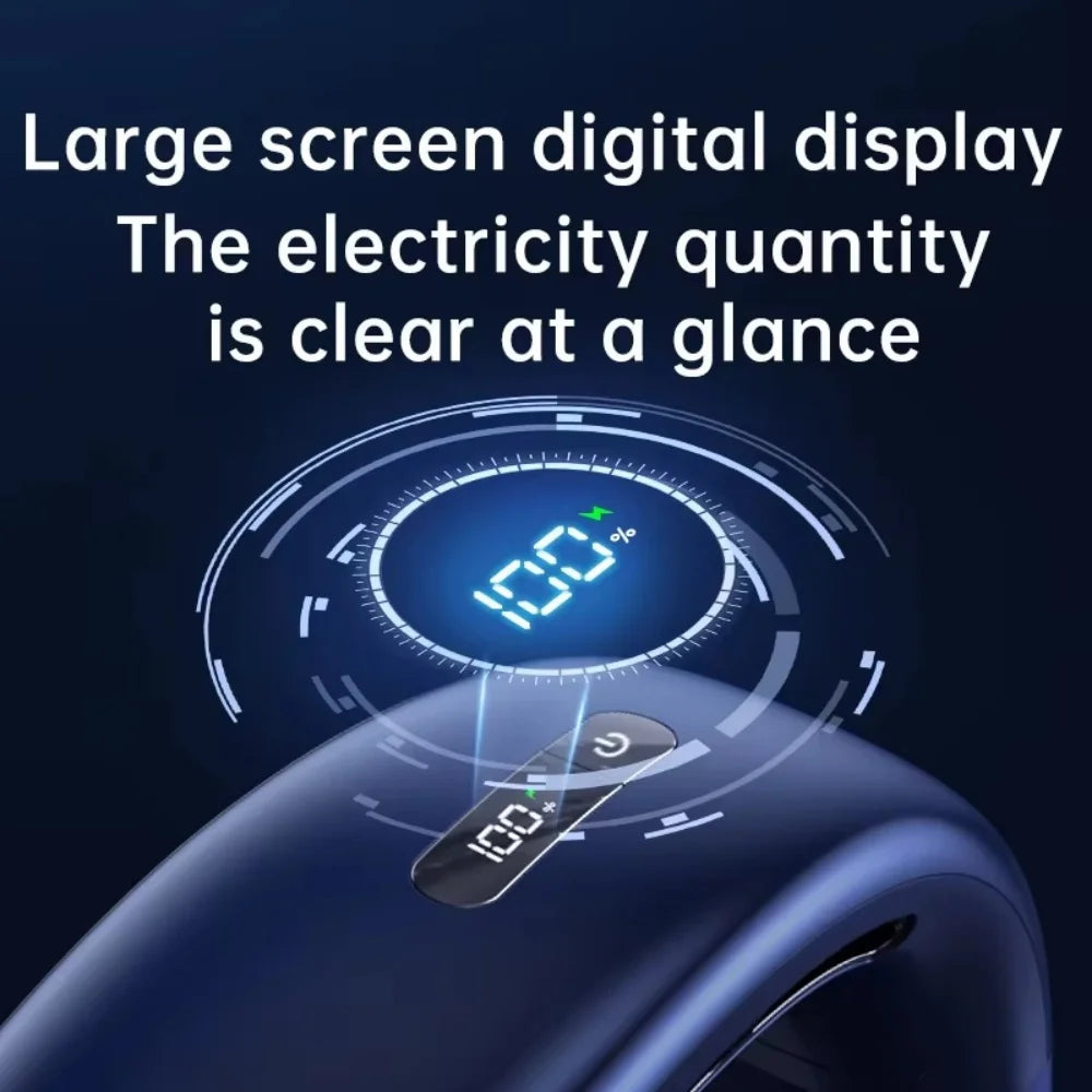 Portable Neck Fan Look Football Match Mini Bladeless Silent Neckband Fan USB Rechargeable LED Digital Display 5 Gear Air Cooler