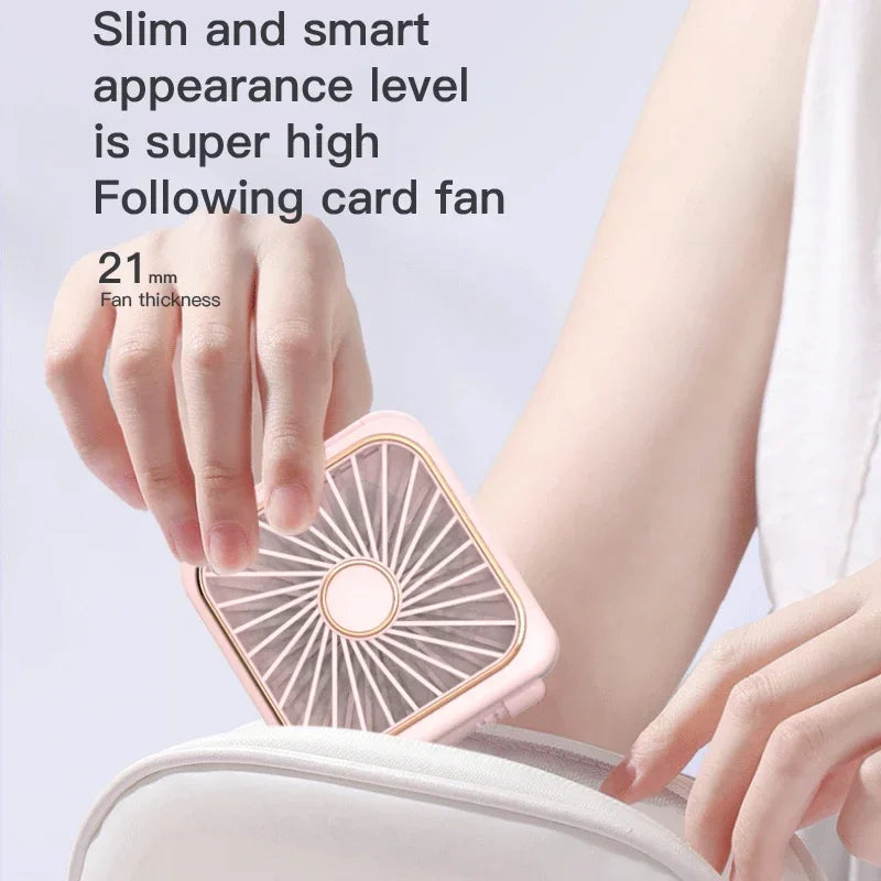 Portable Neck Fan Foldable Mini Handheld Fan with Power Bank USB Rechargeable Small Hand Fan Hanging Neck Fan Folding Desk Fan