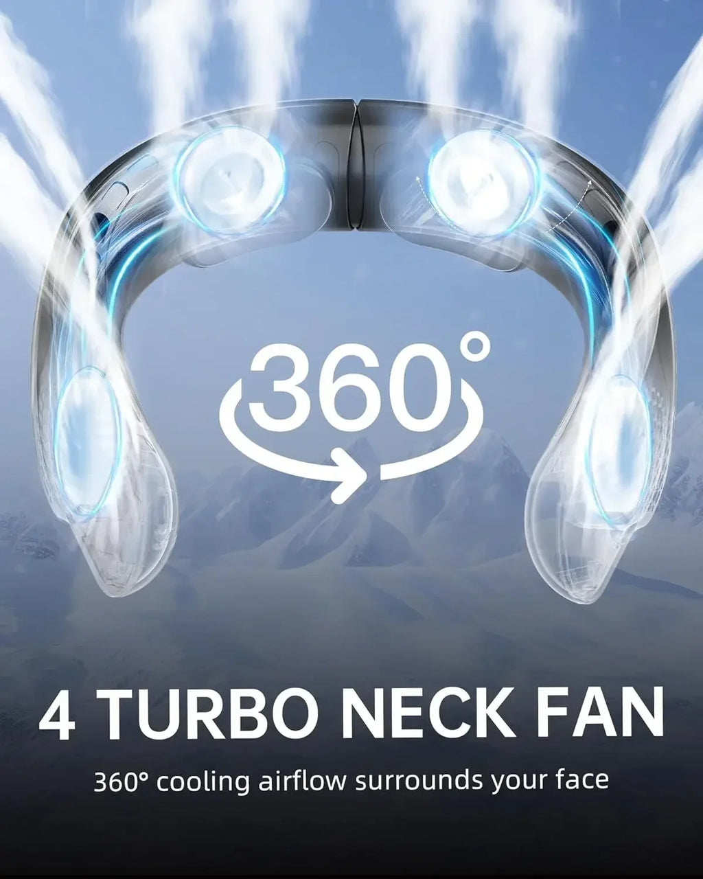 Portable Neck Fan 3-speed 4000mAh USB Charging Fast Cooling Multifunctional Digital Display Air Conditioner Outdoor Neck Fan