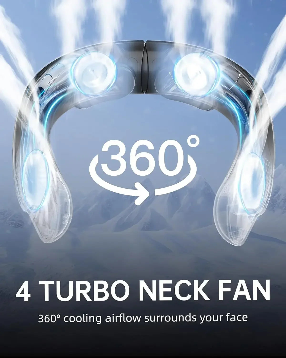 Portable Neck Fan 3-speed 4000mAh USB Charging Fast Cooling Multifunctional Digital Display Air Conditioner Outdoor Neck Fan
