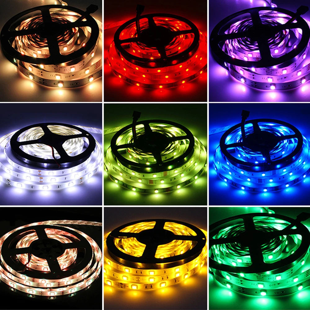 LED Strip Lights 5M RGB 5050 150 SMD Flexible Ribbon Tape Diode DC 12V Decoration BackLight Lamp Night Bedroom Atmosphere