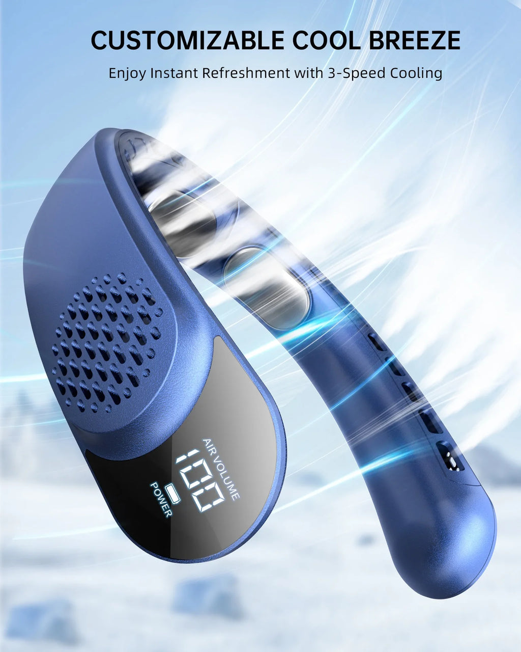 Portable Neck Fan, 4000 mAh Battery Rechargeable 3 Speeds Adjustable Mini Hanging Neck Fan Bladeless Neckband for Sports