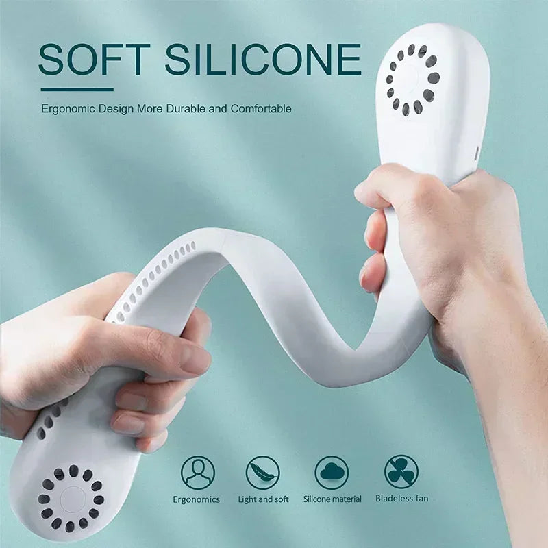 Summer portable mini home air-cooled neck hanging fan Outdoor sports, running, travel bladeless, wearable USB neck Stra