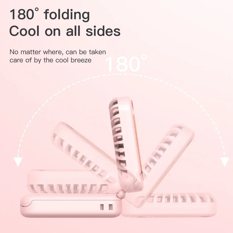 Portable Neck Fan Foldable Mini Handheld Fan with Power Bank USB Rechargeable Small Hand Fan Hanging Neck Fan Folding Desk Fan
