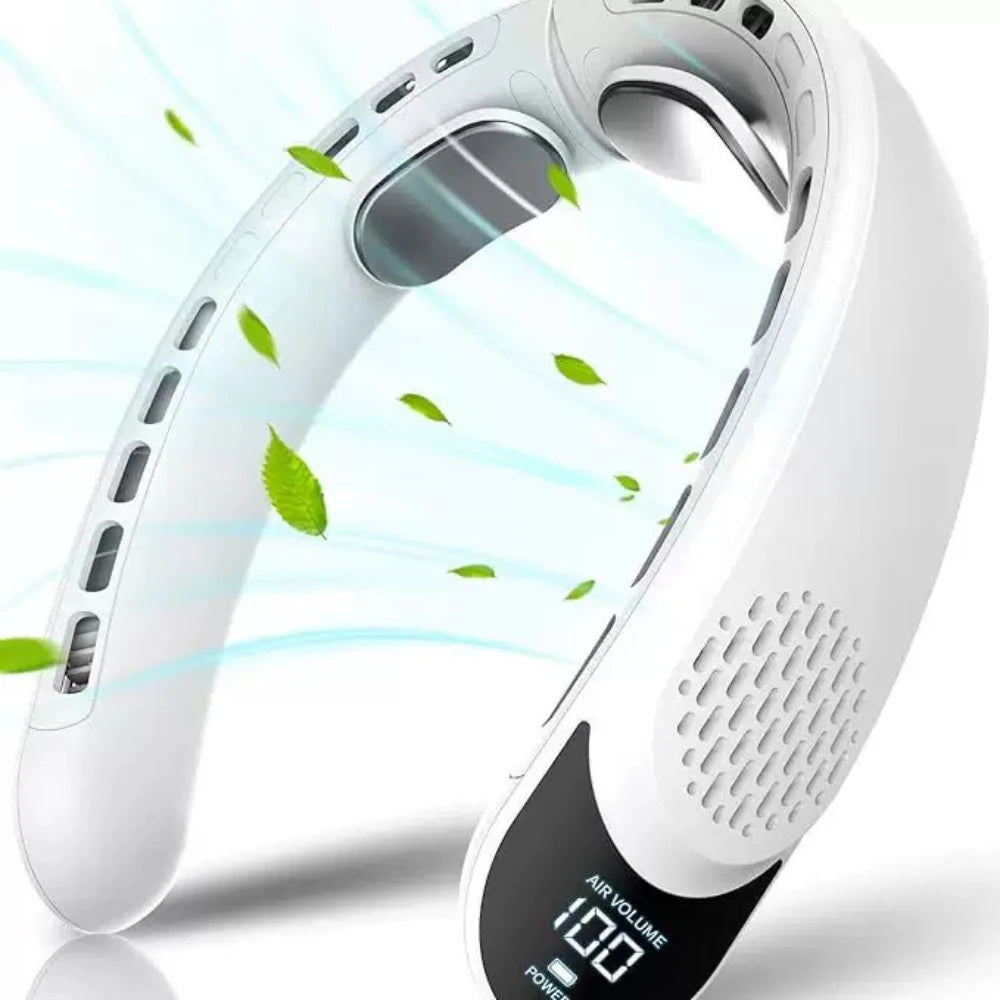Portable Neck Fan, 4000 mAh Battery Rechargeable 3 Speeds Adjustable Mini Hanging Neck Fan Bladeless Neckband for Sports
