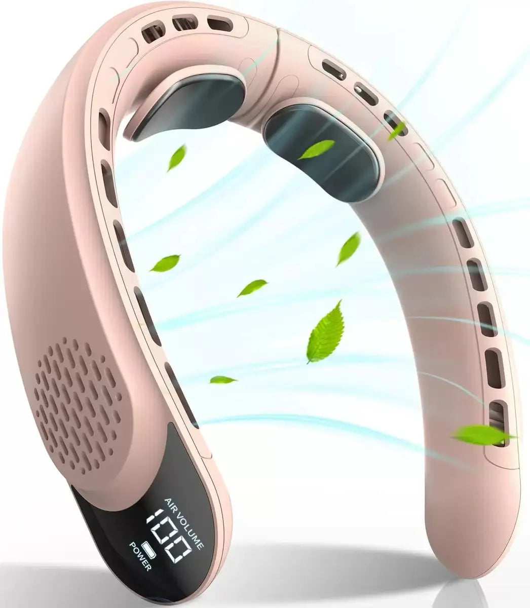 Portable Neck Fan, 4000 mAh Battery Rechargeable 3 Speeds Adjustable Mini Hanging Neck Fan Bladeless Neckband for Sports