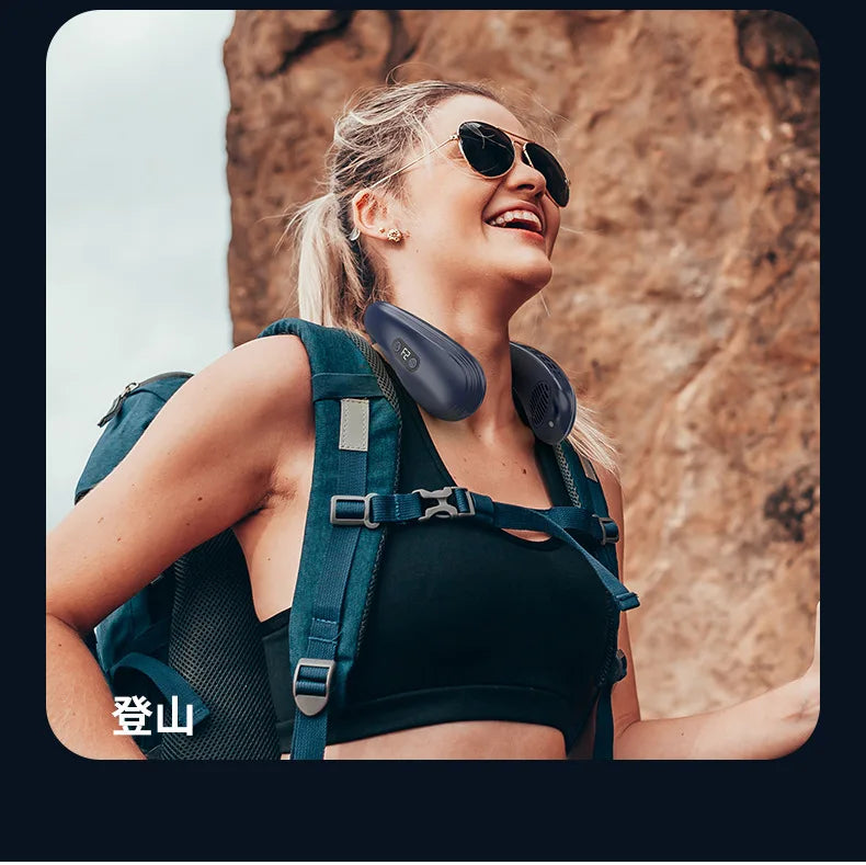 Portable Neck Fan New Neck Air Conditioner Rechargeable Semiconductor Cooling Bladeless Fan Outdoor Personal Fan Wearable Cooler