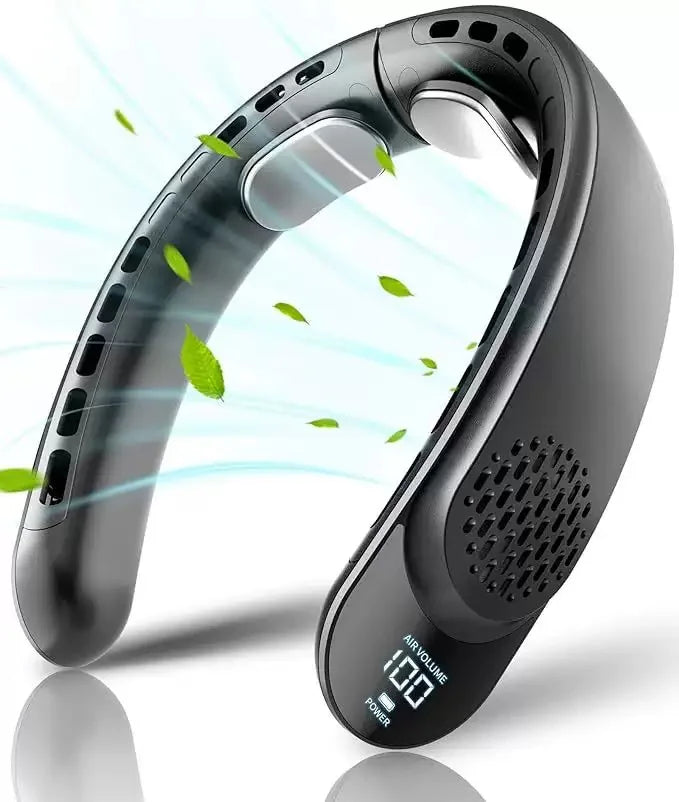 Portable Neck Fan, 4000 mAh Battery Rechargeable 3 Speeds Adjustable Mini Hanging Neck Fan Bladeless Neckband for Sports