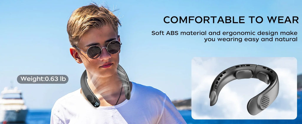 Portable Neck Fan, 4000 mAh Battery Rechargeable 3 Speeds Adjustable Mini Hanging Neck Fan Bladeless Neckband for Sports