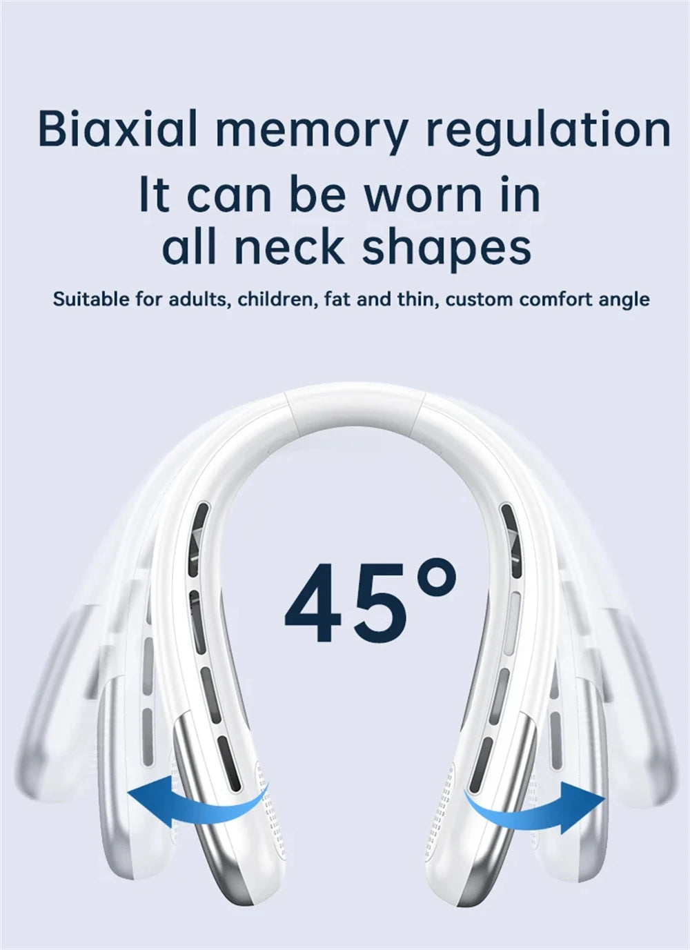 Portable Neck Fan Look Football Match Mini Bladeless Silent Neckband Fan USB Rechargeable LED Digital Display 5 Gear Air Cooler