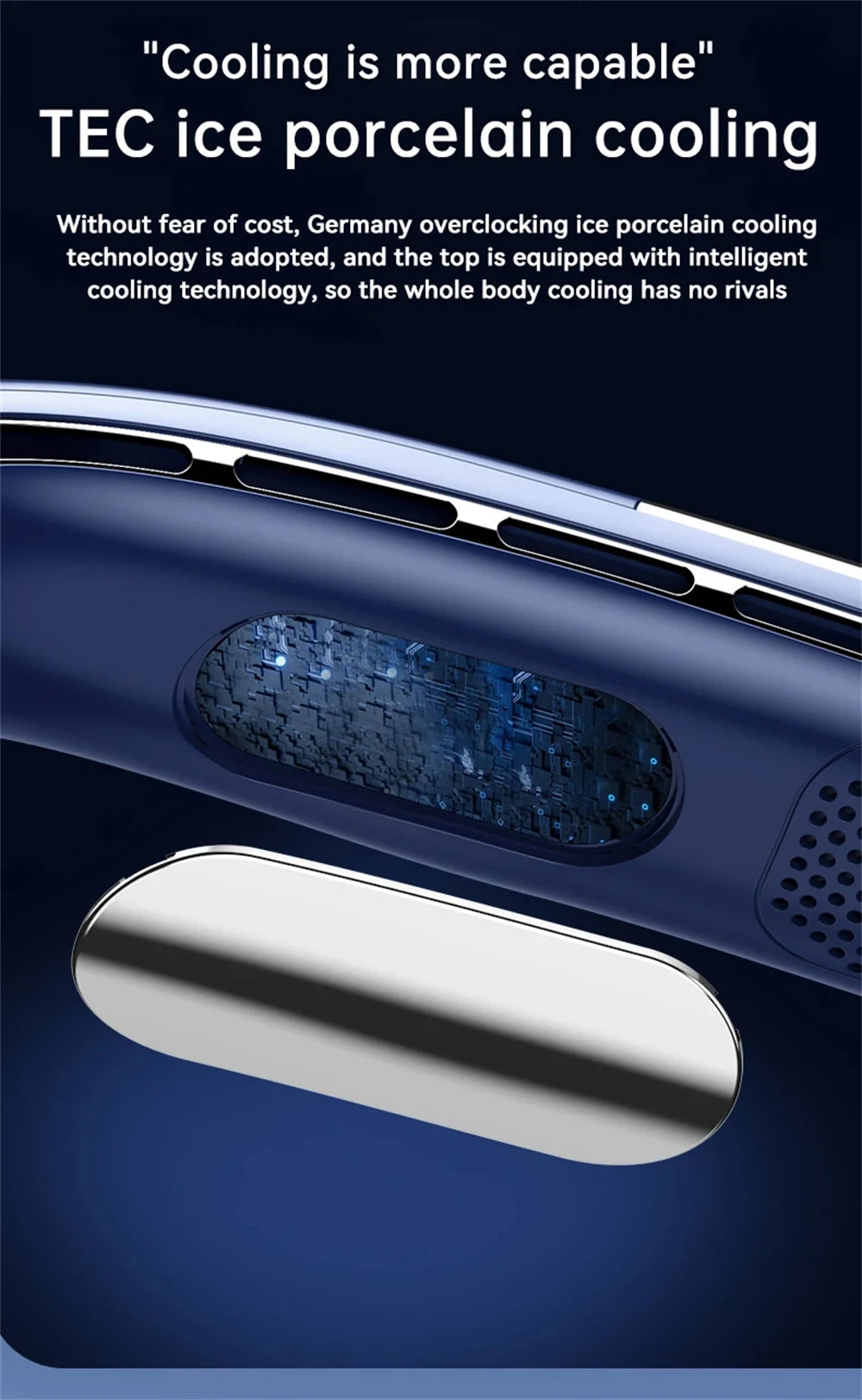 Portable Neck Fan Look Football Match Mini Bladeless Silent Neckband Fan USB Rechargeable LED Digital Display 5 Gear Air Cooler