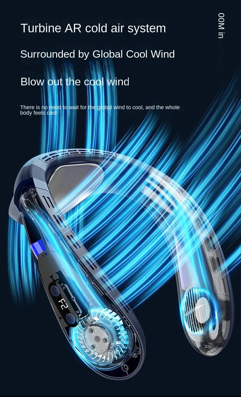 Portable Neck Fan New Neck Air Conditioner Rechargeable Semiconductor Cooling Bladeless Fan Outdoor Personal Fan Wearable Cooler