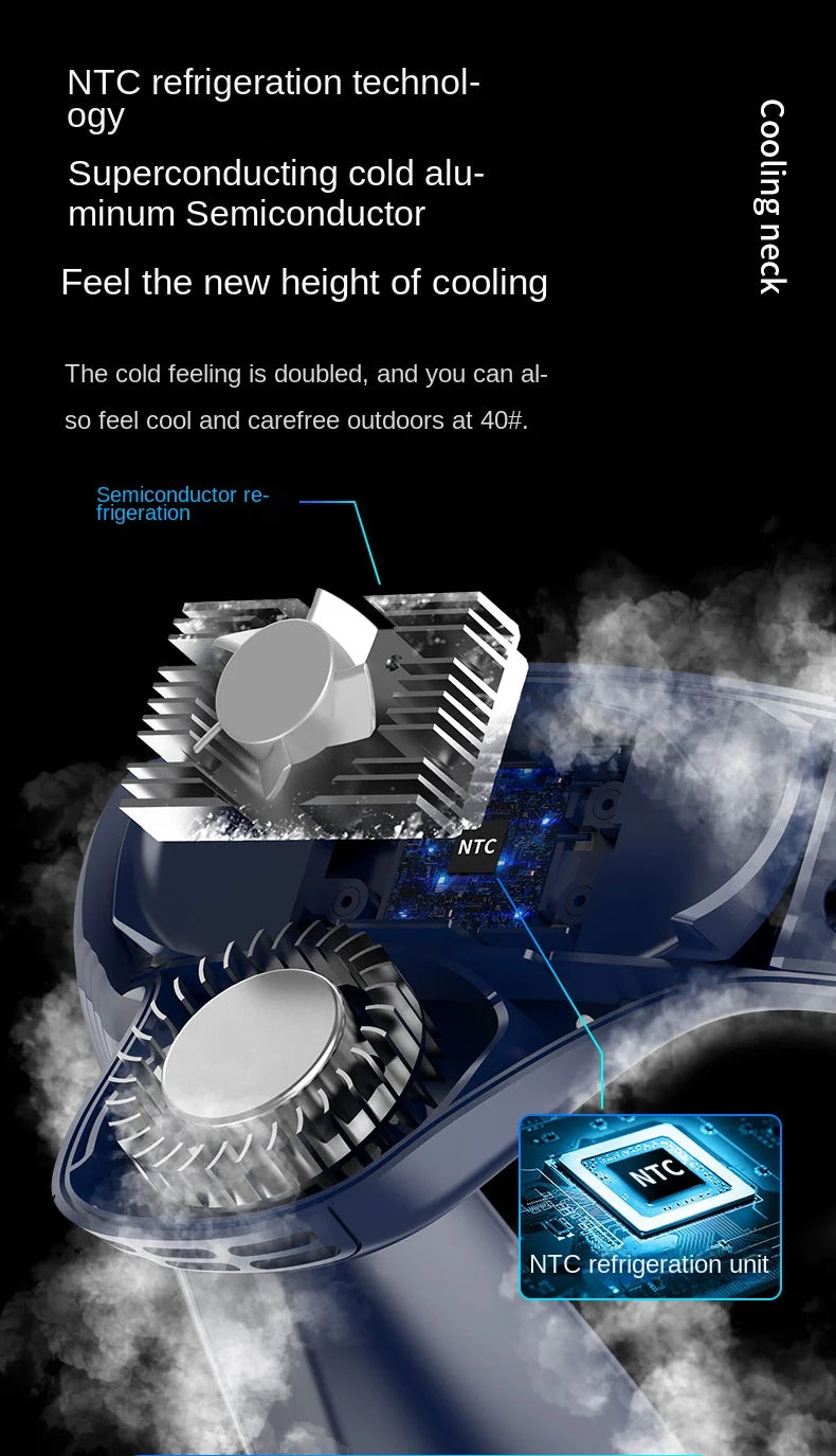 Portable Neck Fan New Neck Air Conditioner Rechargeable Semiconductor Cooling Bladeless Fan Outdoor Personal Fan Wearable Cooler