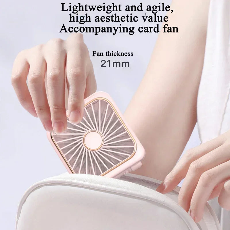 Portable Neck Fan Foldable Mini Handheld Fan with Power Bank USB Rechargeable Small Hand Fan Hanging Neck Fan Folding Desk Fan