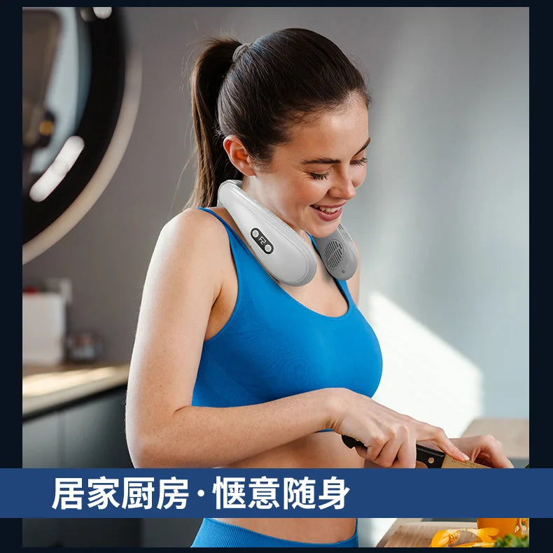 Portable Neck Fan New Neck Air Conditioner Rechargeable Semiconductor Cooling Bladeless Fan Outdoor Personal Fan Wearable Cooler