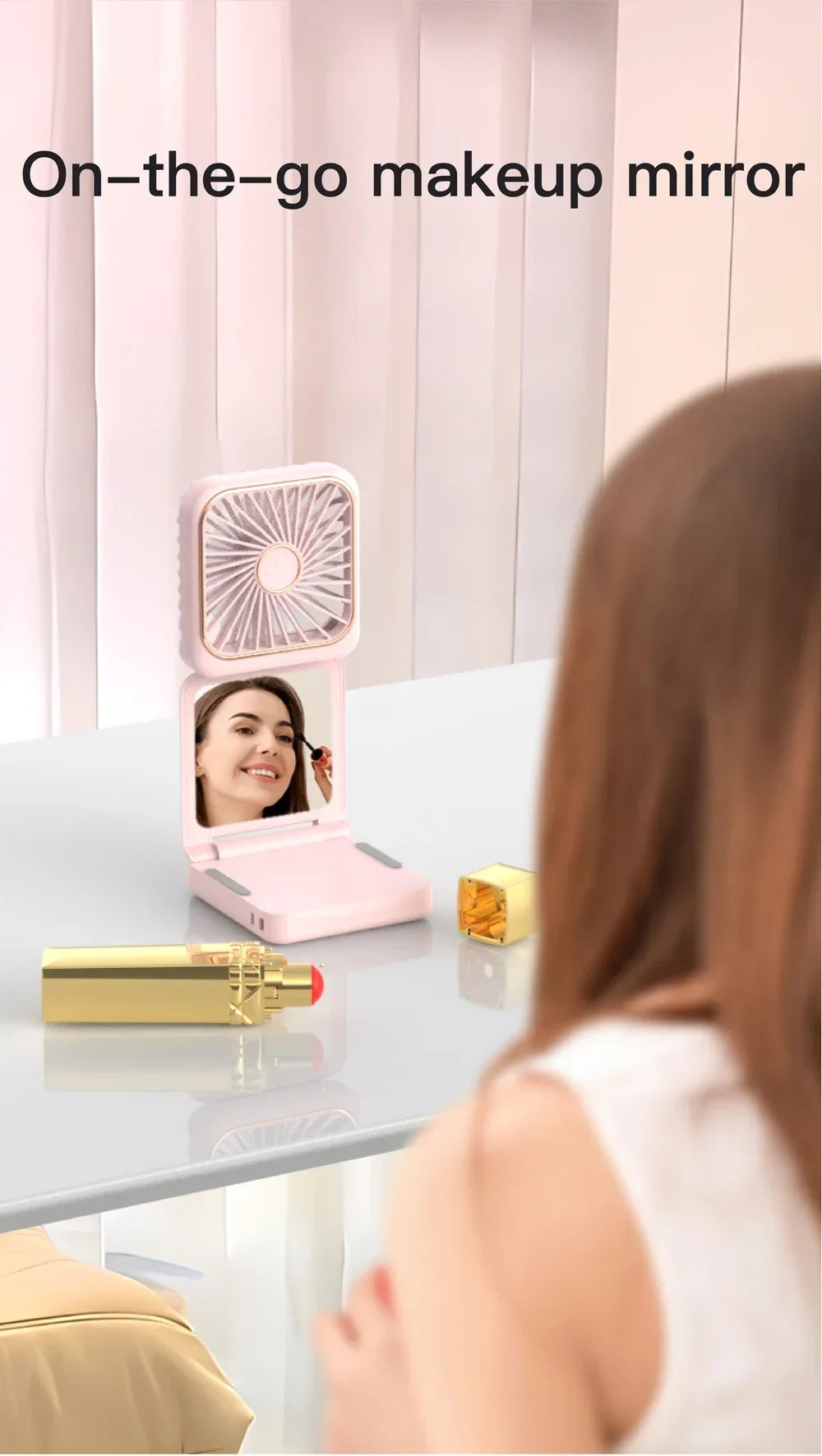 Portable Neck Fan Foldable Mini Handheld Fan with Power Bank USB Rechargeable Small Hand Fan Hanging Neck Fan Folding Desk Fan
