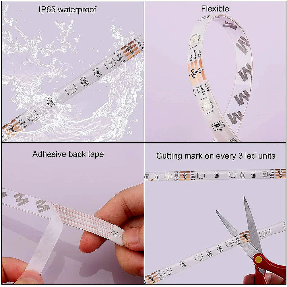 LED Strip Lights 5M RGB 5050 150 SMD Flexible Ribbon Tape Diode DC 12V Decoration BackLight Lamp Night Bedroom Atmosphere
