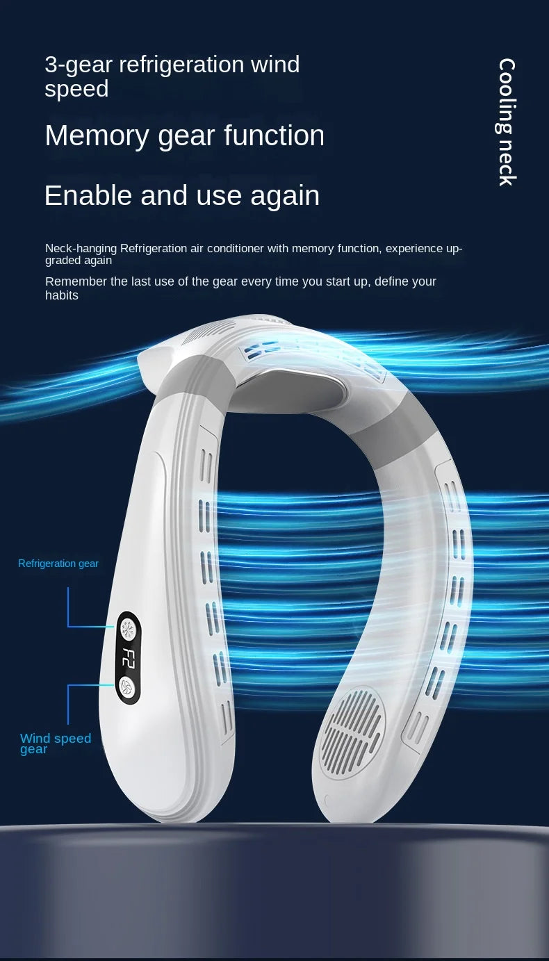 Portable Neck Fan New Neck Air Conditioner Rechargeable Semiconductor Cooling Bladeless Fan Outdoor Personal Fan Wearable Cooler