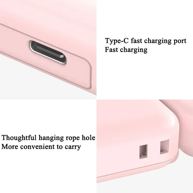 Portable Neck Fan Foldable Mini Handheld Fan with Power Bank USB Rechargeable Small Hand Fan Hanging Neck Fan Folding Desk Fan