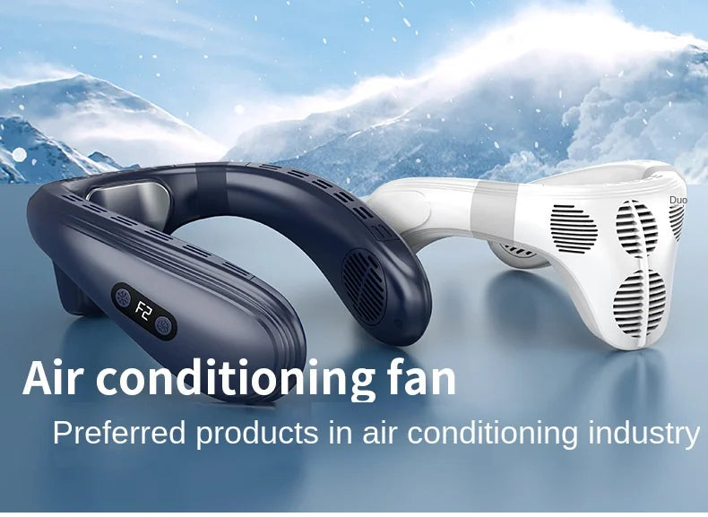 Portable Neck Fan New Neck Air Conditioner Rechargeable Semiconductor Cooling Bladeless Fan Outdoor Personal Fan Wearable Cooler