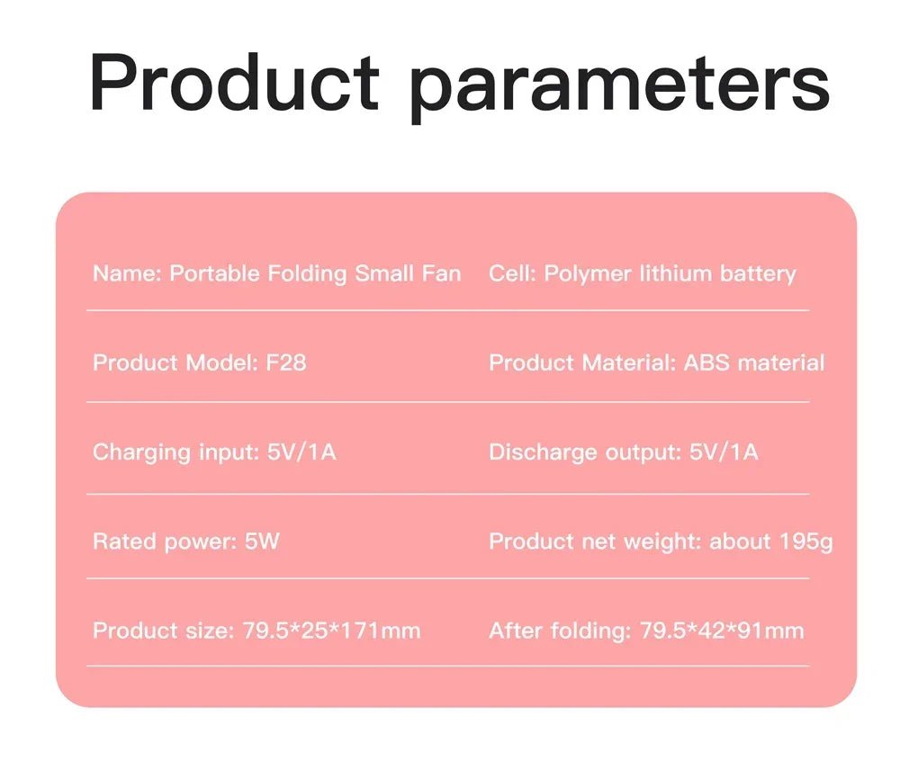 Portable Neck Fan Foldable Mini Handheld Fan with Power Bank USB Rechargeable Small Hand Fan Hanging Neck Fan Folding Desk Fan