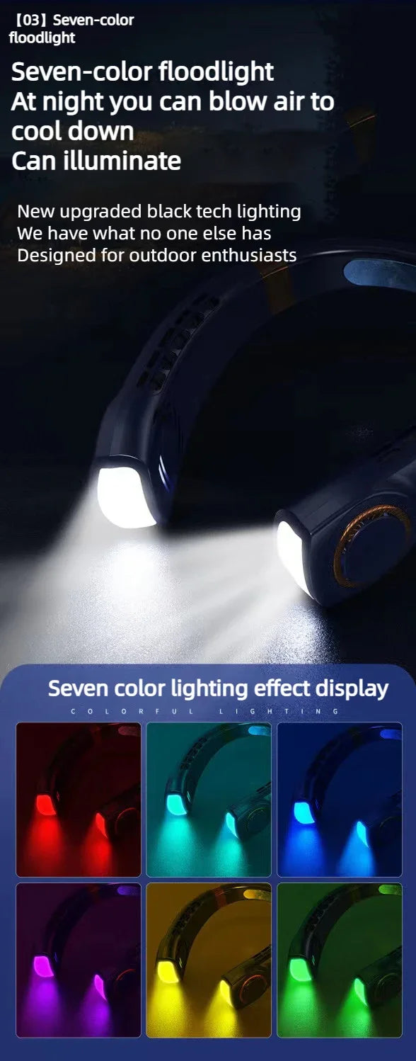 Neck Fan, Portable Bladeless Fan, 4000mAh Battery USB Rechargeable, LED Display, 360 °   Cooling Wearable Personal Fan, 3 Speeds