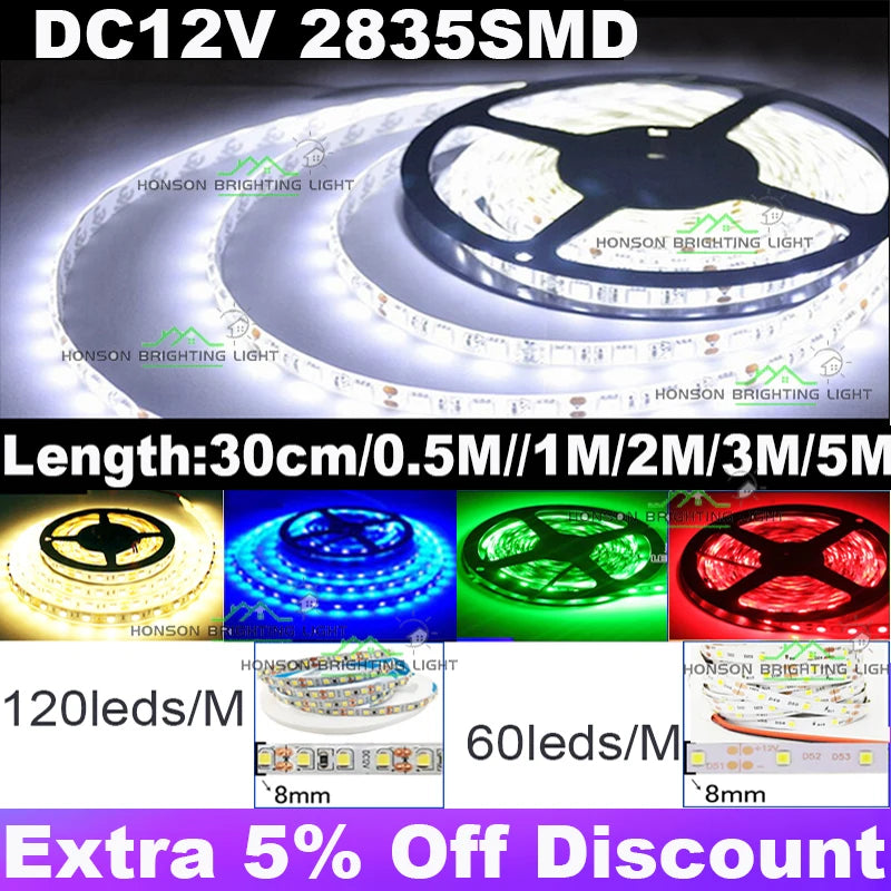led strip lights 12v waterproof 5 cm 1-5M LED strip Decoration Garland Wire Rope Tube Line flexible Neon Light light Cigar Drive