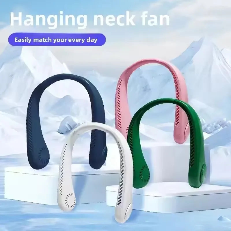 Summer portable mini home air-cooled neck hanging fan Outdoor sports, running, travel bladeless, wearable USB neck Stra