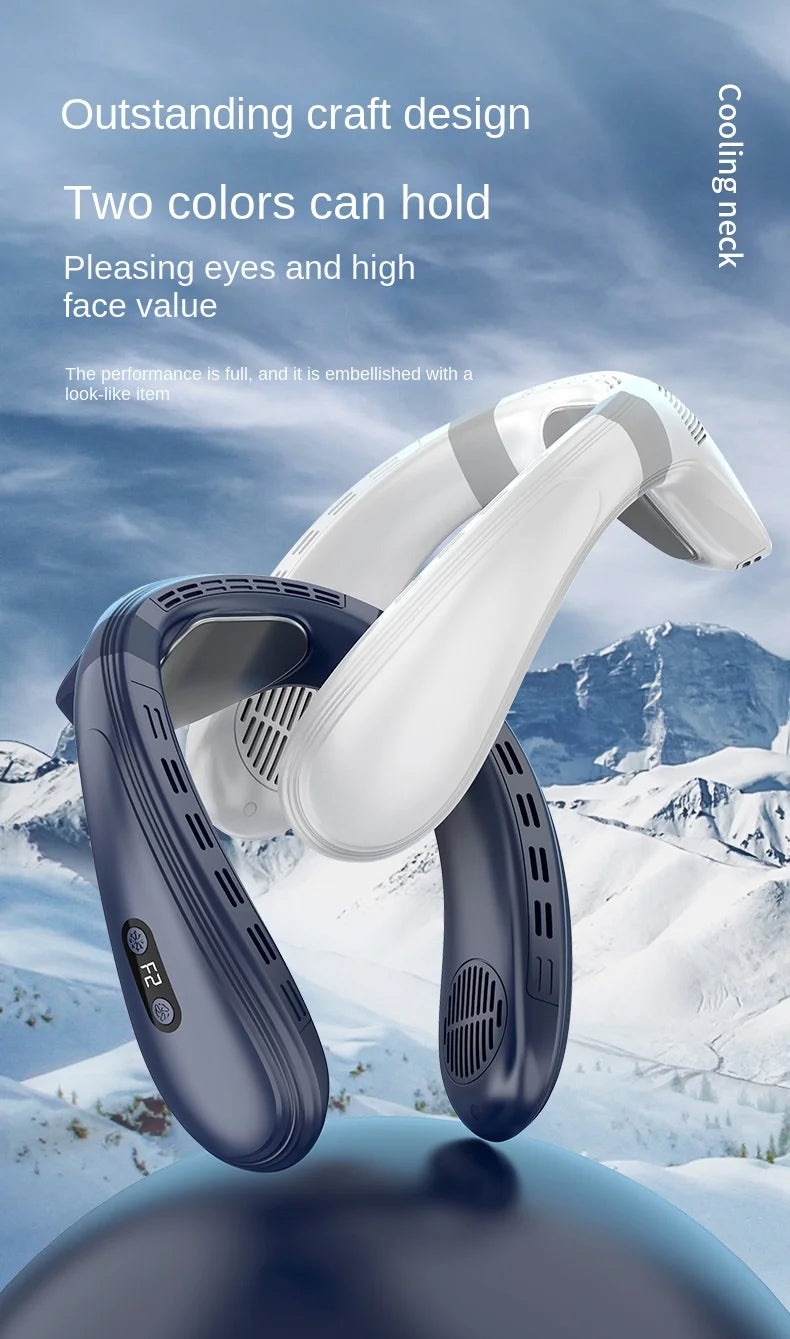 Portable Neck Fan New Neck Air Conditioner Rechargeable Semiconductor Cooling Bladeless Fan Outdoor Personal Fan Wearable Cooler