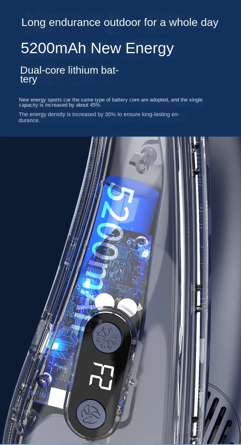 Portable Neck Fan New Neck Air Conditioner Rechargeable Semiconductor Cooling Bladeless Fan Outdoor Personal Fan Wearable Cooler