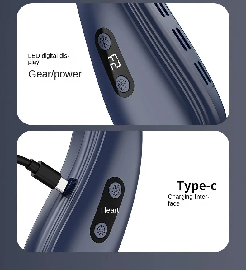 Portable Neck Fan New Neck Air Conditioner Rechargeable Semiconductor Cooling Bladeless Fan Outdoor Personal Fan Wearable Cooler