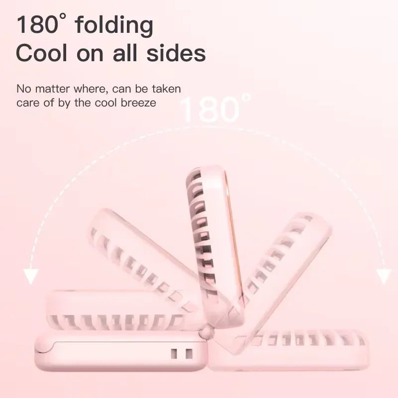 Portable Neck Fan Foldable Mini Handheld Fan with Power Bank USB Rechargeable Small Hand Fan Hanging Neck Fan Folding Desk Fan