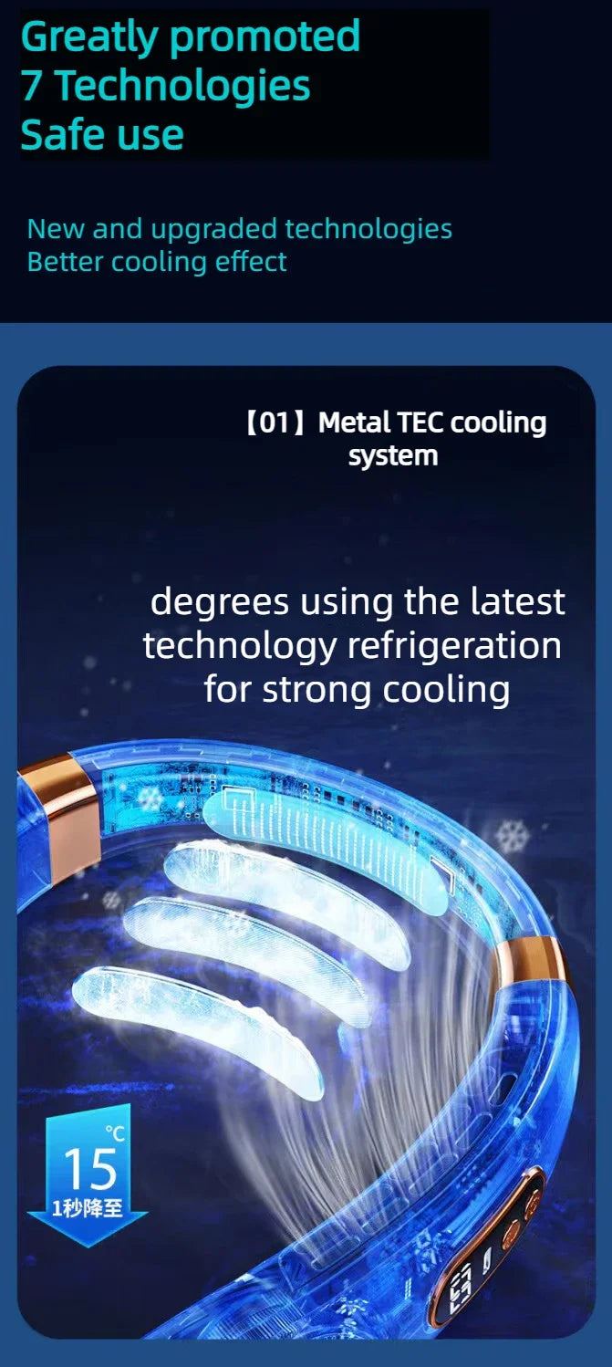 Neck Fan, Portable Bladeless Fan, 4000mAh Battery USB Rechargeable, LED Display, 360 °   Cooling Wearable Personal Fan, 3 Speeds