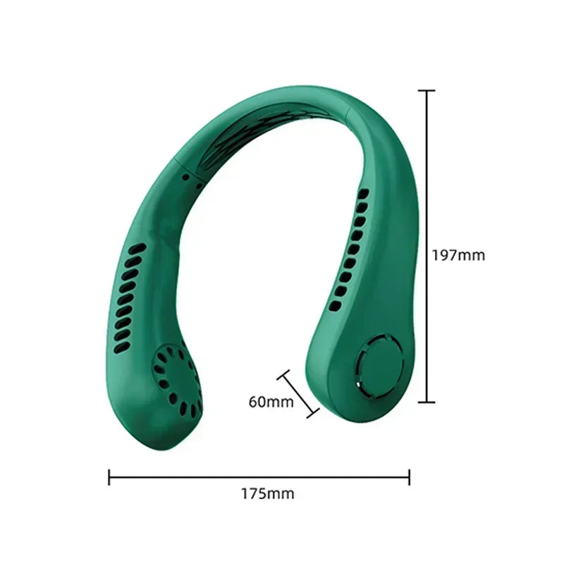 Summer portable mini home air-cooled neck hanging fan Outdoor sports, running, travel bladeless, wearable USB neck Stra