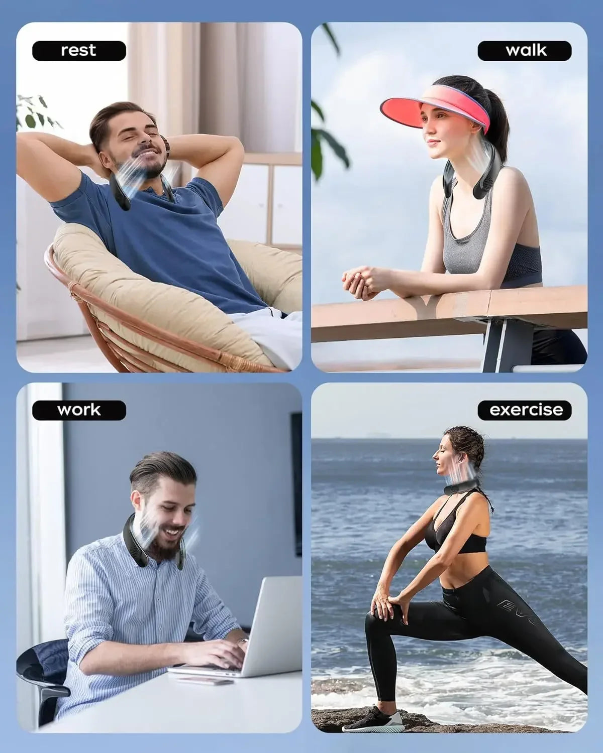 Portable Neck Fan 3-speed 4000mAh USB Charging Fast Cooling Multifunctional Digital Display Air Conditioner Outdoor Neck Fan