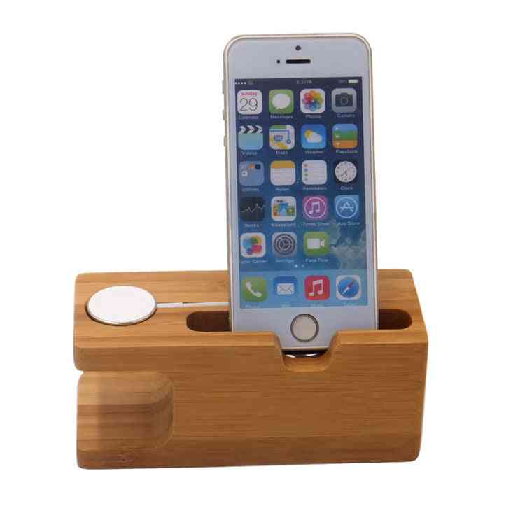 Bamboo phone stand with lazy phone holder for office